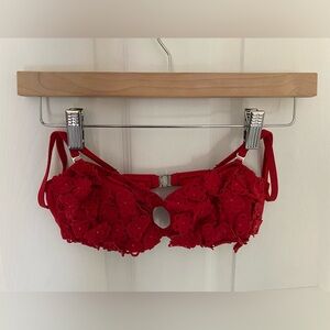 Red Bikini Set with Flower Appliqué
